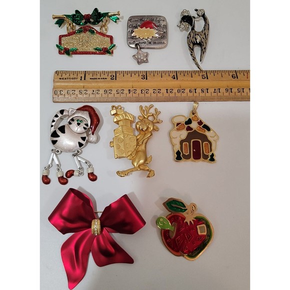 Lot of Christmas 8 pc.VTG AJC Danecraft AJMC NR broosh Wallaci Silversmiths pe - Picture 5 of 12